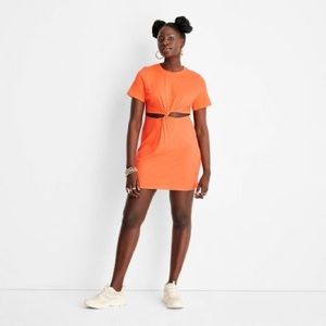 NEW Future Collective Short Sleeve Twisted Cut Out Mini T-Shirt Dress